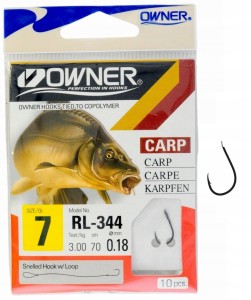 r.7 Haczyki z przyponem wiązane OWNER CHINU RL-344 CARP KARP LESZCZ